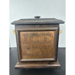 Vintage Wood & Copper Pfaltzgraff Ice Chest Decorative Box with Lid Retro